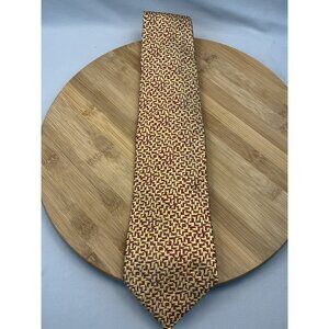 Cravats Of London Tie 100% Silk Red Gold 58" Long